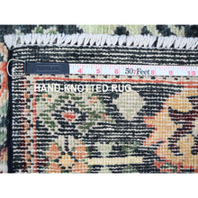 Load image into Gallery viewer, 2&#39;8&quot;x9&#39;10&quot; Charcoal Black, Afghan Angora Oushak with Geometric Leaf Design, Hand Knotted, Natural Dyes, Pure Wool, Runner, Oriental Rug FWR123510