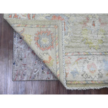 Load image into Gallery viewer, 2&#39;10&quot;x9&#39;8&quot; Laurel Green, Hand Knotted, Afghan Angora Oushak With Colorful Leaf Design, Vegetable Dyes, 100% Wool, Runner, Oriental Rug FWR123516