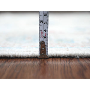 2'10"x7'9" Daisy White, Hand Knotted, Afghan Angora Oushak With Floral Pattern, Veggie Dyes, Pure Wool, Runner, Oriental Rug FWR123522