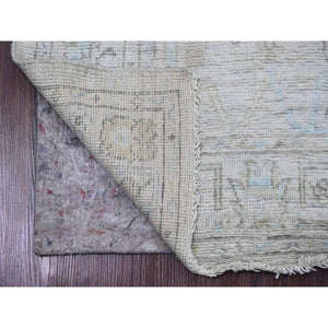 2'6"x9'7" Pastel Gray, Afghan Angora Oushak With All Over Design, Hand Knotted, Natural Dyes, 100% Wool, Runner, Oriental Rug FWR123546