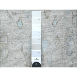 2'6"x9'7" Pastel Gray, Afghan Angora Oushak With All Over Design, Hand Knotted, Natural Dyes, 100% Wool, Runner, Oriental Rug FWR123546