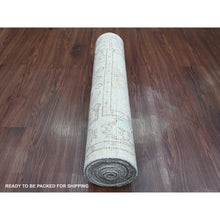 Load image into Gallery viewer, 2&#39;6&quot;x9&#39;7&quot; Pastel Gray, Afghan Angora Oushak With All Over Design, Hand Knotted, Natural Dyes, 100% Wool, Runner, Oriental Rug FWR123546