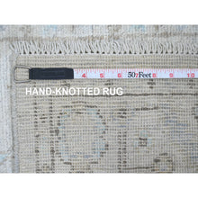 Load image into Gallery viewer, 2&#39;6&quot;x9&#39;7&quot; Pastel Gray, Afghan Angora Oushak With All Over Design, Hand Knotted, Natural Dyes, 100% Wool, Runner, Oriental Rug FWR123546