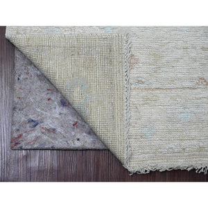 3'x9'9" Alabaster White, Afghan Angora Oushak with All Over Pattern, Hand Knotted, Natural Dyes, 100% Wool, Runner, Oriental Rug FWR123552