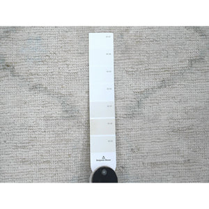 3'x9'9" Alabaster White, Afghan Angora Oushak with All Over Pattern, Hand Knotted, Natural Dyes, 100% Wool, Runner, Oriental Rug FWR123552