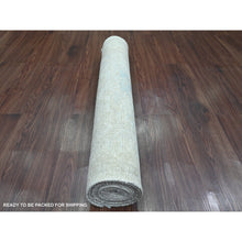 Load image into Gallery viewer, 3&#39;x9&#39;9&quot; Alabaster White, Afghan Angora Oushak with All Over Pattern, Hand Knotted, Natural Dyes, 100% Wool, Runner, Oriental Rug FWR123552