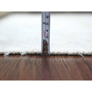 3'x9'9" Alabaster White, Afghan Angora Oushak with All Over Pattern, Hand Knotted, Natural Dyes, 100% Wool, Runner, Oriental Rug FWR123552