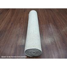 Load image into Gallery viewer, 2&#39;7&quot;x7&#39;8&quot; Pearl White, 100% Wool, Afghan Angora Oushak With Large Leaf Design, Hand Knotted, Vegetable Dyes, Runner, Oriental Rug FWR123558