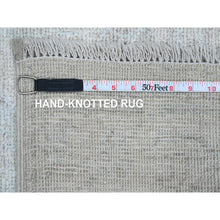 Load image into Gallery viewer, 2&#39;7&quot;x7&#39;8&quot; Pearl White, 100% Wool, Afghan Angora Oushak With Large Leaf Design, Hand Knotted, Vegetable Dyes, Runner, Oriental Rug FWR123558