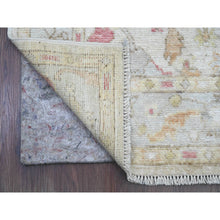 Load image into Gallery viewer, 4&#39;x19&#39;2&quot; Chiffon White, Hand Knotted, Afghan Angora Oushak with Soft Color Leaf Design, Vegetable Dyes, 100% Wool, Wide Runner, Oriental Rug FWR123570
