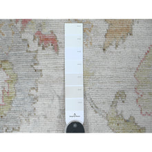 Load image into Gallery viewer, 4&#39;x19&#39;2&quot; Chiffon White, Hand Knotted, Afghan Angora Oushak with Soft Color Leaf Design, Vegetable Dyes, 100% Wool, Wide Runner, Oriental Rug FWR123570