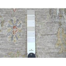Load image into Gallery viewer, 4&#39;1&quot;x5&#39;9&quot; Stone Gray, Hand Knotted, Afghan Angora Oushak With Leaf Design, Vegetable Dyes, 100% Wool, Oriental Rug FWR123576