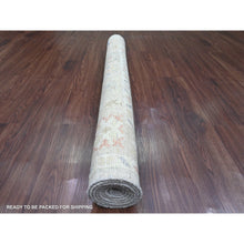Load image into Gallery viewer, 4&#39;1&quot;x5&#39;9&quot; Stone Gray, Hand Knotted, Afghan Angora Oushak With Leaf Design, Vegetable Dyes, 100% Wool, Oriental Rug FWR123576