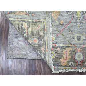 4'x10'1" Nevada Gray, Afghan Angora Oushak with All Over Vines Design, Hand Knotted, Vegetable Dyes, 100% Wool, Wide Runner, Oriental Rug FWR123582