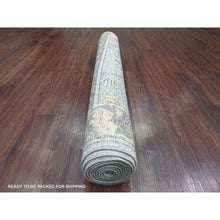 Load image into Gallery viewer, 4&#39;x10&#39;1&quot; Nevada Gray, Afghan Angora Oushak with All Over Vines Design, Hand Knotted, Vegetable Dyes, 100% Wool, Wide Runner, Oriental Rug FWR123582