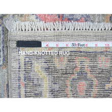 Load image into Gallery viewer, 4&#39;x10&#39;1&quot; Nevada Gray, Afghan Angora Oushak With All Over Vines Design, Hand Knotted, Vegetable Dyes, 100% Wool, Wide Runner, Oriental Rug FWR123582