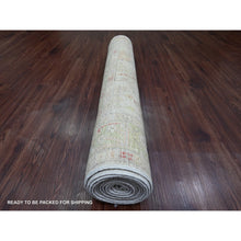 Load image into Gallery viewer, 4&#39;x11&#39;9&quot; Chiffon White, Hand Knotted, Afghan Angora Oushak With Colorful Leaf Pattern, Vegetable Dyes, 100% Wool, Wide Runner, Oriental Rug FWR123600