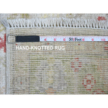 Load image into Gallery viewer, 4&#39;x11&#39;9&quot; Chiffon White, Hand Knotted, Afghan Angora Oushak With Colorful Leaf Pattern, Vegetable Dyes, 100% Wool, Wide Runner, Oriental Rug FWR123600