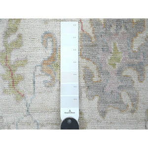 2'x3' Pristine White, Afghan Angora Oushak With Leaf Design, Hand Knotted, Vegetable Dyes, Pure Wool, Mat, Oriental Rug FWR123606