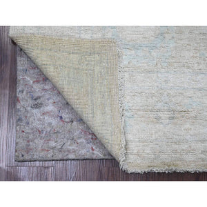 5'1"x6'7" Alabaster White, 100% Wool, Afghan Angora Oushak with Muted Colors Leaf Design, Hand Knotted, Veggie Dyes, Oriental Rug FWR123624