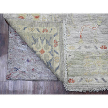 Load image into Gallery viewer, 5&#39;1&quot;x6&#39;7&quot; Medium Gray, Afghan Angora Oushak with Colorful Leaf Pattern, Hand Knotted, Vegetable Dyes, 100% Wool, Oriental Rug FWR123630