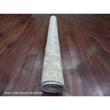Load image into Gallery viewer, 5&#39;1&quot;x6&#39;7&quot; Medium Gray, Afghan Angora Oushak with Colorful Leaf Pattern, Hand Knotted, Vegetable Dyes, 100% Wool, Oriental Rug FWR123630