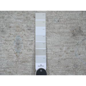 5'x6'10" Cloud Gray, Afghan Angora Oushak With All Over Pattern, Hand Knotted, Vegetable Dyes, 100% Wool, Oriental Rug FWR123642