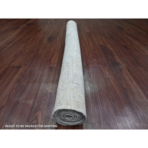 5'x6'10" Cloud Gray, Afghan Angora Oushak With All Over Pattern, Hand Knotted, Vegetable Dyes, 100% Wool, Oriental Rug FWR123642