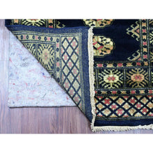 Load image into Gallery viewer, 2&#39;6&quot;x16&#39;10&quot; Midnight Blue, Mori Bokara with Geometric Medallions Design, Soft Wool, Hand Knotted, XL Runner, Oriental Rug FWR123648