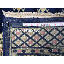 Load image into Gallery viewer, 2&#39;6&quot;x16&#39;10&quot; Midnight Blue, Mori Bokara with Geometric Medallions Design, Soft Wool, Hand Knotted, XL Runner, Oriental Rug FWR123648
