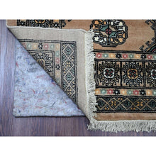 Load image into Gallery viewer, 2&#39;7&quot;x12&#39; Boulder White, Mori Bokara With Geometric Medallions Design, 100% Wool, Hand Knotted, Runner, Oriental Rug FWR123654