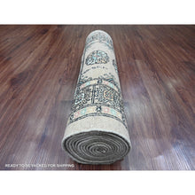Load image into Gallery viewer, 2&#39;7&quot;x12&#39; Boulder White, Mori Bokara With Geometric Medallions Design, 100% Wool, Hand Knotted, Runner, Oriental Rug FWR123654