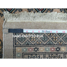 Load image into Gallery viewer, 2&#39;7&quot;x12&#39; Boulder White, Mori Bokara With Geometric Medallions Design, 100% Wool, Hand Knotted, Runner, Oriental Rug FWR123654