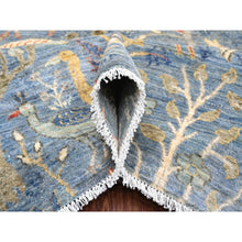 Load image into Gallery viewer, 10&#39;2&quot;x18&#39;5&quot; Ruddy Blue, Afghan Peshawar with Birds of Paradise Design, Natural Dyes, Hand Knotted, Soft Wool, Gallery Size, Long and Narrow, Oriental Rug FWR123672