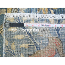 Load image into Gallery viewer, 10&#39;2&quot;x18&#39;5&quot; Ruddy Blue, Afghan Peshawar with Birds of Paradise Design, Natural Dyes, Hand Knotted, Soft Wool, Gallery Size, Long and Narrow, Oriental Rug FWR123672