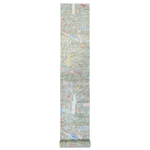 Load image into Gallery viewer, 2&#39;6&quot;x21&#39;9&quot; Sage Green, Soft Wool, Afghan Peshawar with Birds of Paradise Design, Hand Knotted, Vegetable Dyes, XL Runner, Oriental Rug FWR123684