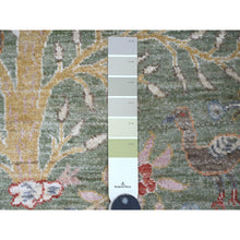 Load image into Gallery viewer, 2&#39;6&quot;x21&#39;9&quot; Sage Green, Soft Wool, Afghan Peshawar with Birds of Paradise Design, Hand Knotted, Vegetable Dyes, XL Runner, Oriental Rug FWR123684