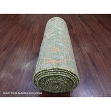 Load image into Gallery viewer, 2&#39;6&quot;x21&#39;9&quot; Sage Green, Soft Wool, Afghan Peshawar with Birds of Paradise Design, Hand Knotted, Vegetable Dyes, XL Runner, Oriental Rug FWR123684