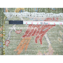 Load image into Gallery viewer, 2&#39;6&quot;x21&#39;9&quot; Sage Green, Soft Wool, Afghan Peshawar with Birds of Paradise Design, Hand Knotted, Vegetable Dyes, XL Runner, Oriental Rug FWR123684