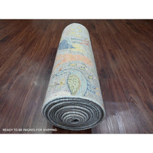 Load image into Gallery viewer, 2&#39;6&quot;x20&#39;2&quot; Misty Gray, Afghan Peshawar With Birds Of Paradise Design, Hand Knotted, Soft Wool, Vegetable Dyes, Xl Runner, Oriental Rug FWR123690