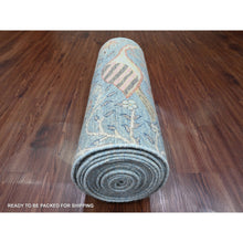 Load image into Gallery viewer, 2&#39;6&quot;x25&#39;4&quot; Baby Blue, Afghan Peshawar with Birds of Paradise Design, Soft Wool, Vegetable Dyes, Hand Knotted, XL Runner, Oriental Rug FWR123696