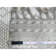 Load image into Gallery viewer, 2&#39;5&quot;x14&#39;3&quot; Bone White, Moroccan Weave With Geometric Design, Hand Knotted, Soft Wool, Tone On Tone, Textured Pile, Runner, Oriental Rug FWR123702