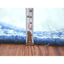 Load image into Gallery viewer, 2&#39;8&quot;x10&#39;5&quot; Cobalt Blue, Moroccan Weave With Geometric Pattern, Soft Wool, Hand Knotted, Tone On Tone, Textured Pile, Runner, Oriental Rug FWR123708
