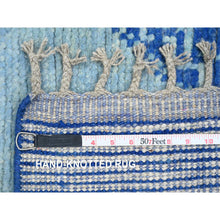 Load image into Gallery viewer, 2&#39;8&quot;x10&#39;5&quot; Cobalt Blue, Moroccan Weave With Geometric Pattern, Soft Wool, Hand Knotted, Tone On Tone, Textured Pile, Runner, Oriental Rug FWR123708