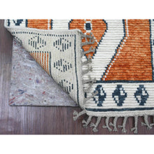 Load image into Gallery viewer, 2&#39;7&quot;x10&#39;2&quot; Burnt Orange, Moroccan Weave with Geometric Medallions Design, Soft Wool, Hand Knotted, Tone on Tone, Textured Pile, Runner, Oriental Rug FWR123714