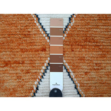 Load image into Gallery viewer, 2&#39;7&quot;x10&#39;2&quot; Burnt Orange, Moroccan Weave with Geometric Medallions Design, Soft Wool, Hand Knotted, Tone on Tone, Textured Pile, Runner, Oriental Rug FWR123714