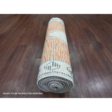 Load image into Gallery viewer, 2&#39;7&quot;x10&#39;2&quot; Burnt Orange, Moroccan Weave With Geometric Medallions Design, Soft Wool, Hand Knotted, Tone On Tone, Textured Pile, Runner, Oriental Rug FWR123714