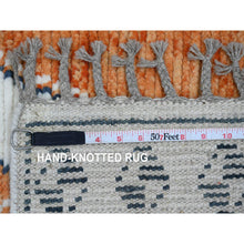 Load image into Gallery viewer, 2&#39;7&quot;x10&#39;2&quot; Burnt Orange, Moroccan Weave with Geometric Medallions Design, Soft Wool, Hand Knotted, Tone on Tone, Textured Pile, Runner, Oriental Rug FWR123714