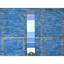 Load image into Gallery viewer, 2&#39;5&quot;x10&#39;3&quot; Bayern Blue, Hand Knotted, Moroccan Weave With Geometric Pattern, Soft Wool, Tone On Tone, Textured Pile, Runner, Oriental Rug FWR123720