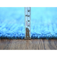 Load image into Gallery viewer, 2&#39;5&quot;x10&#39;3&quot; Bayern Blue, Hand Knotted, Moroccan Weave With Geometric Pattern, Soft Wool, Tone On Tone, Textured Pile, Runner, Oriental Rug FWR123720